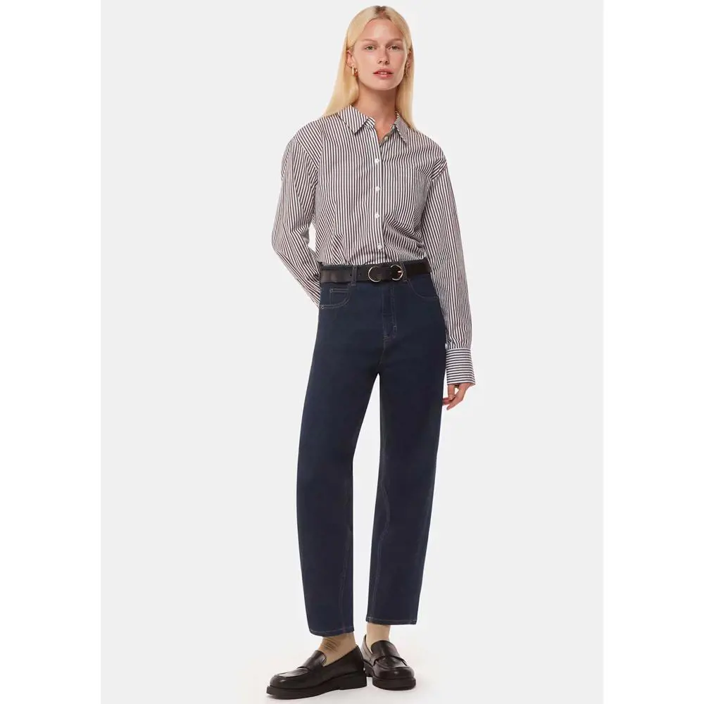 Whistles Dark Denim Stretch Barrel Leg Jean